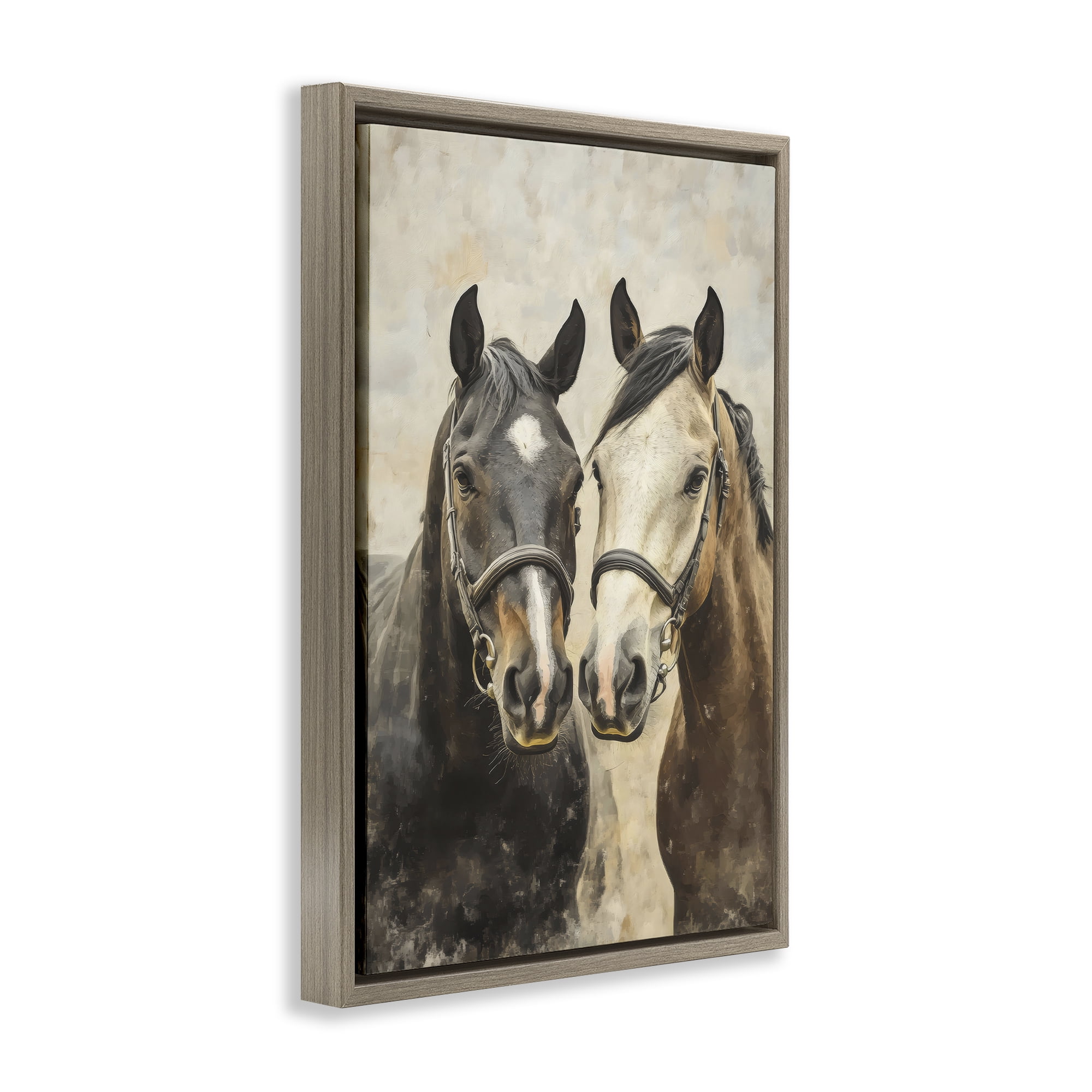 Stupell Industries Pair of Horses in Harmony Brown Framed Floater Canvas Wall Art, design by Creative Studio