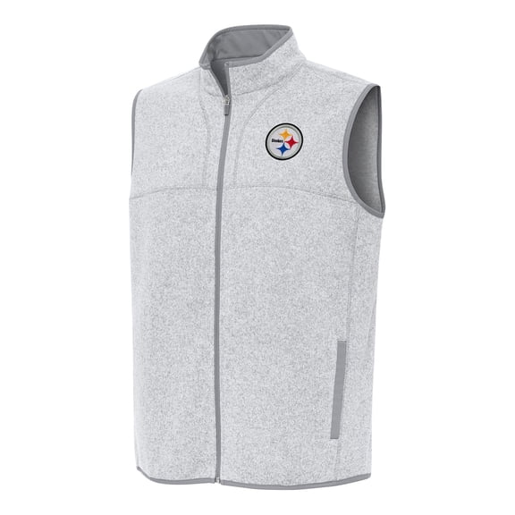 Men's Antigua  Heather Gray Pittsburgh Steelers Fortune Full-Zip Vest