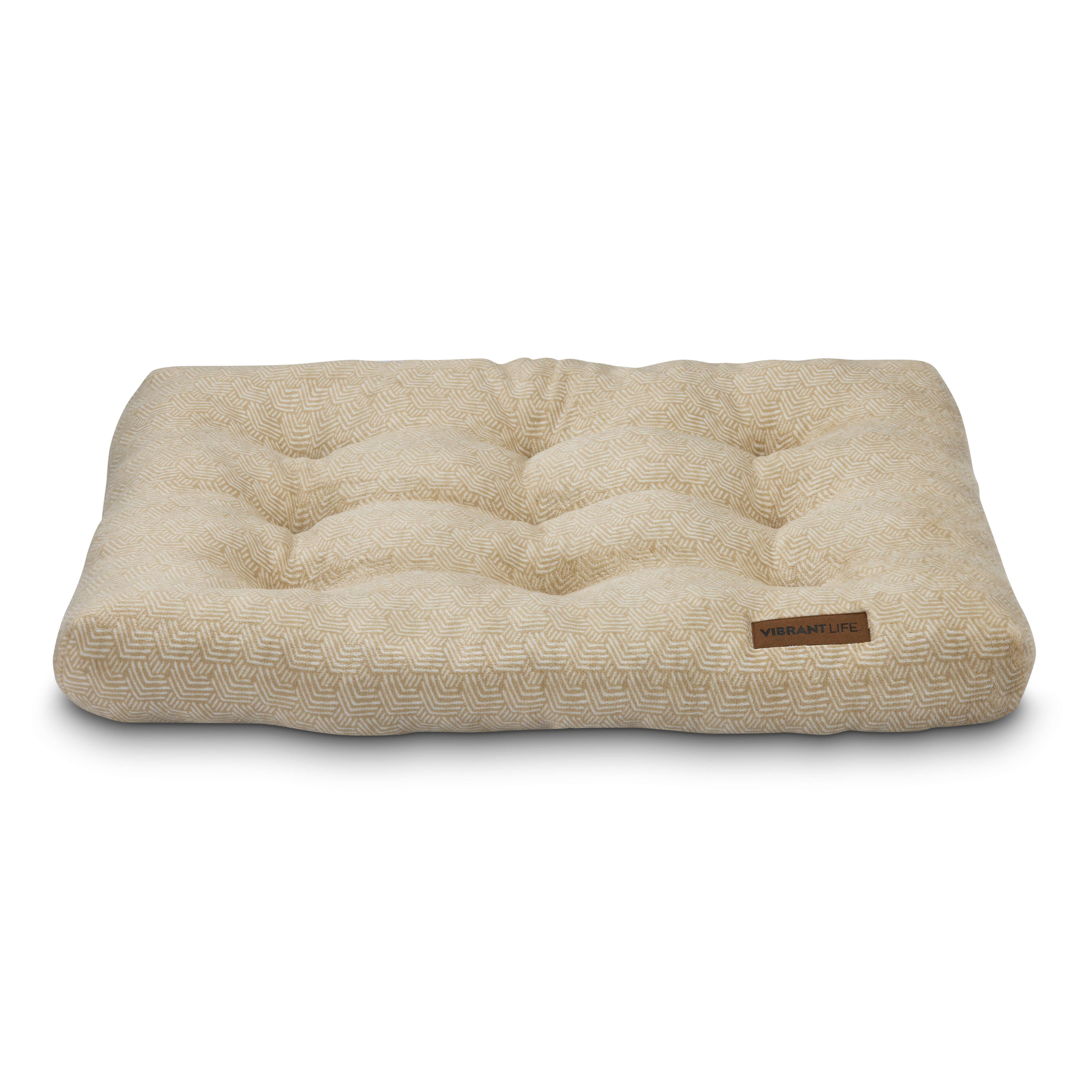 (2 pack) Vibrant Life Medium Dog Bed, Plush Pillow Bed For Medium Breeds, Medium, 36" x 26", Tan