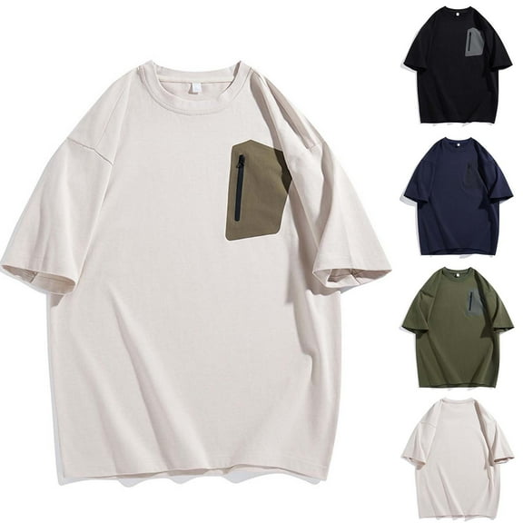 Xihbxyly Mens Dress Shirts Quick Dry Gym Tshirts Crew Neck Short Sleeve Workout Shirts Mens Dress Shirts Solid Loose Fit Casual Tops Active for Men