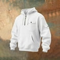 thumbnail image 5 of Zylanna Men's Hooded Sweatshirts with Pockets, Soft & Warm Half-Zip Solid Color Casual Sport Hoodies Pullover for Men White, 5 of 6