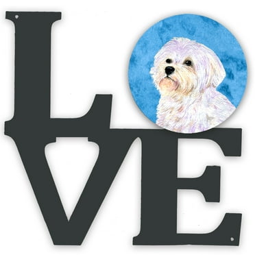 Carolines Treasures SS4757-BUWALV Blue Maltese Metal Wall Artwork LOVE 12X12 multicolor