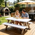 thumbnail image 2 of White Picnic Table & Bench Cover Set 3 Piece, Stretch Polyester Elastic Edge, Water Resistant Wipeable Fabric, Protects Furniture for Garden Camping, Easy Carry Bag, Housewarming Gift for Host, 2 of 6
