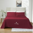 thumbnail image 2 of Couture Charm Authentic Heavy Quality 1000-TC Peruvian Pima Cotton Twin-XL Size 4-Pcs Sheet Set Fits Upto 27-30" Deep Pocket (Stripe, Burgundy), 2 of 4