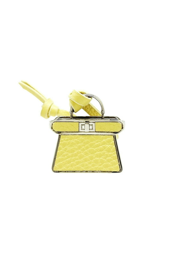 Pre-Owned FENDI Strap Pico Peekaboo Yellow Leather Charm Bag Women's Accessory