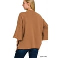 thumbnail image 2 of Zenana Women's Elegant Relaxed Fit Bell Sleeve Cropped Irregular Hem Light Sweater, 2 of 4