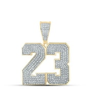 The Diamond Deal 10kt Yellow Gold Mens Round Diamond Number 23 Charm Pendant 1 Cttw