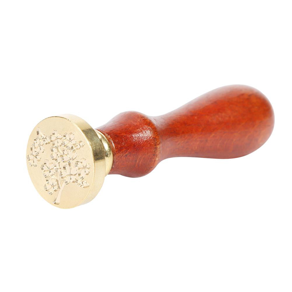 Retro Plant Pattern Sealing Wax Wooden Handle Wax Seal Stamps for Envelope 