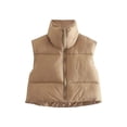 thumbnail image 2 of Genuiskids Women Winter Warm Crop Waistcoat acket Streetwear Sleeveless Stand Collar Double Sided Lightweight Puffer Vest Outwear, 2 of 3
