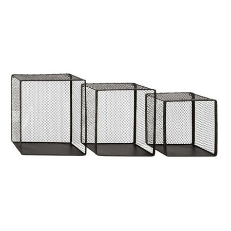 Woodland Imports Attractive 3 Piece Net Metal Wire Wall Basket Set