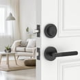 thumbnail image 1 of Matte Door Handles Interior Knurled Privacy Door Handles Heavy Duty Door Lever for Bedroom or Bathroom Reversible Keyless for Left Right Handed Doors AM, 1 of 7