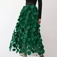 thumbnail image 2 of HNMKIU Women's Retro High Waist A Line Midi Skirt with 3D Polka Dot Yarn Design Half Length Skirt Green，L, 2 of 8