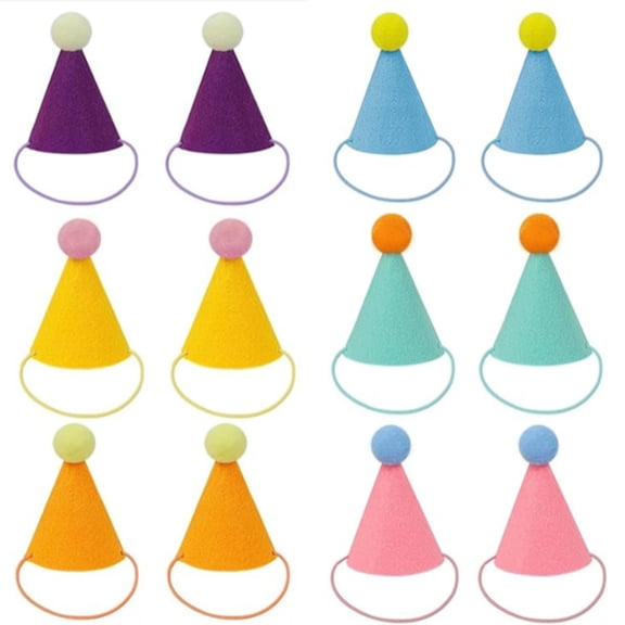 Mini Party Hats 12Pcs for Cats, Dogs, and Animal Birthdays (4.72×3.35in)