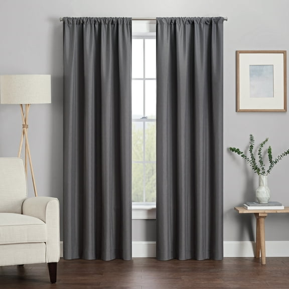 Eclipse Kendall Modern Blackout Curtains, 84 In Long x 42 In Wide, Charcoal, Sold as a Single Curtain Panel