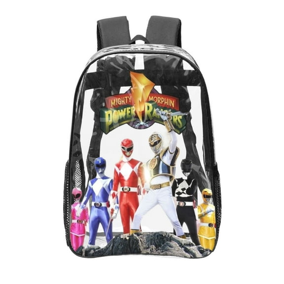 Power Rangers Clear Backpack Transparent Backpack College Workplace Heavy Clear Book Bag