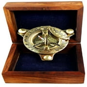 Sundial Compass - Brass with Wood Box