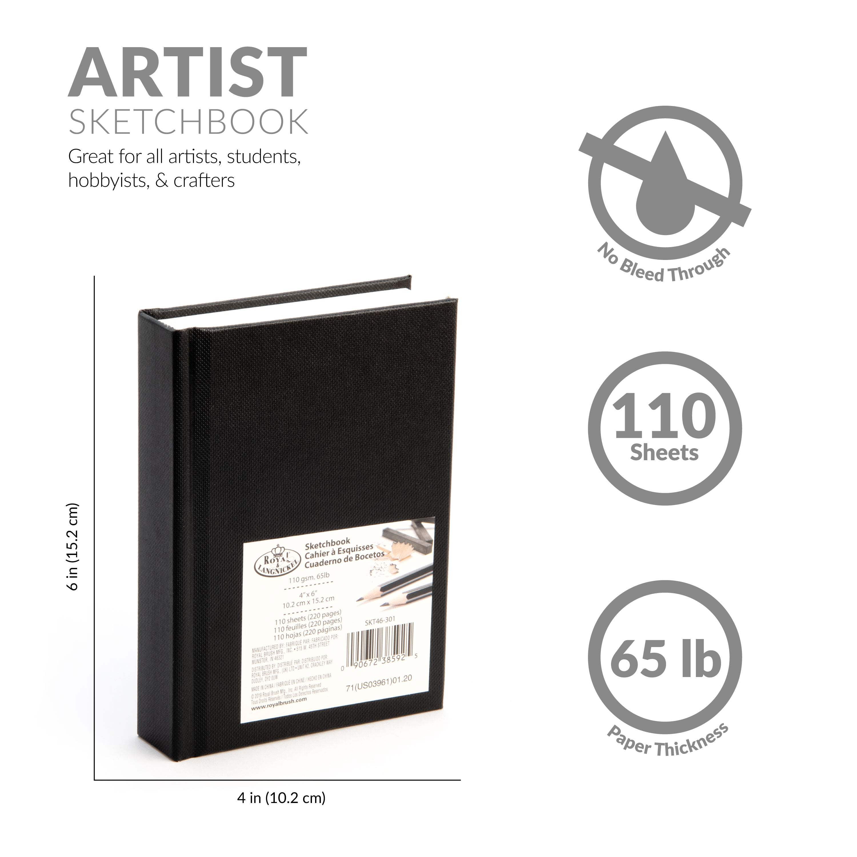 Royal & Langnickel A4 Sketchbook - 110gsm Cartridge Paper, 220 Pages, 21.6x27.9cm, Casebound - View #3