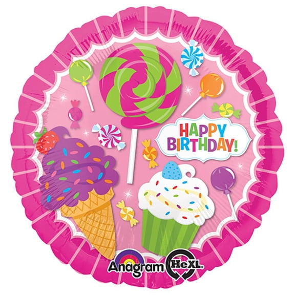 LOONBALLOON Birthday Food Balloons, 18″ SWEET SHOP BIRTHDAY