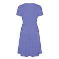 thumbnail image 4 of Gealkoca Maxi Dress for Women Wrap V Neck Short Sleeve Summer Casual Elegant Flowy Long Dresses Summer Solid Color Beach Vacation Pleated Dress, 4 of 7