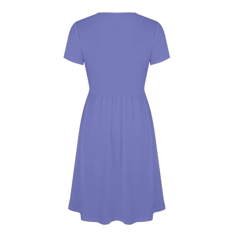 royal purple dress casual Atogsazn Womens Summer V Neck Midi Dress Dressy Casual Flowy Tummy Control Dresses A-Line Formal Sundress Dark Purple XL Fashion, Women's