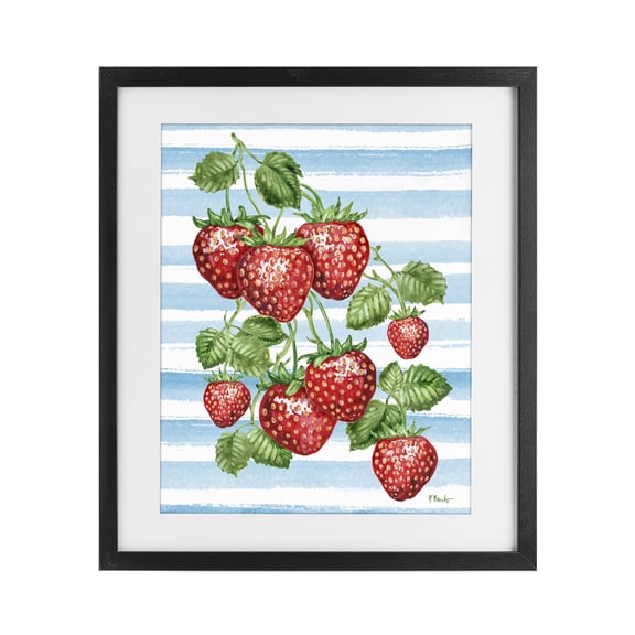 Stupell Industries Shabby Chic Juicy Strawberry Vine Black Framed Print Under Glass, 13 x 16, by Paul Brent