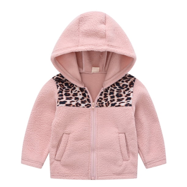 Gibobby Chamarra de invierno para niños y niñasNiños pequeños, niñas, invierno, manga larga, , estampados de , vellón, grueso, cálido, con capucha, Tops,(Rosa, 18-24 Meses)