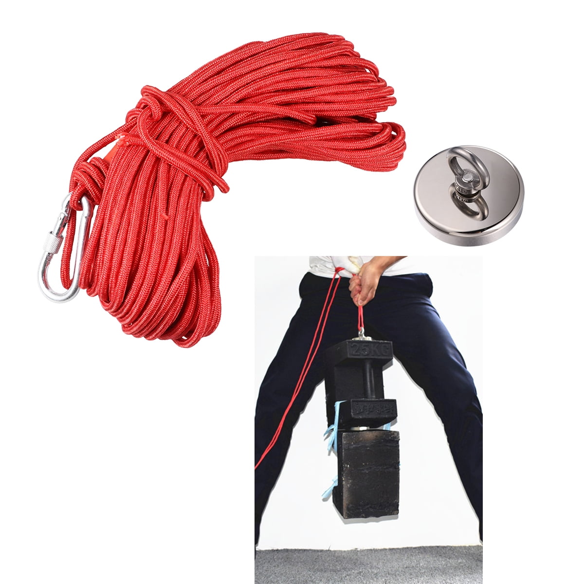 Magnets Fishing with 98Ft(30M) Nylon Rope and Hand Gloves, 924Lbs(400Kg)  Pulling Force Strong Neodymium Magnet for Salvage, Fishing and Retrieving 