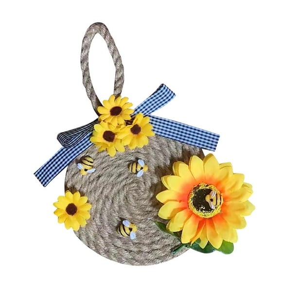 Guirnalda de flores artificiales de abeja y sol, guirnalda colgante floral de bienvenida B