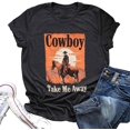 thumbnail image 2 of Hauts d'Été pour Femmes Chemise de Pyjama Blouse Cowboy Take Me Chemise pour Femmes Western Cowboy Vintage T-Shirts Graphiques Hauts Cheval pour Femmes, 2 of 4