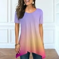 thumbnail image 2 of Xihbxyly Women's Blouses, Womens Tops Crew Neck Short Sleeve T-Shirts Summer Print Blouses Casual Loose Tops Blouses Fashion Tunic Shirt, 2 of 5