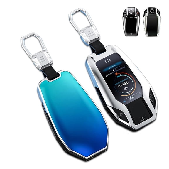 Zinc Alloy Gradient Glass Back Cover Key Fob Case Holder Shell Compatible for BMW X3 X7 5 Series 528Li 530Li 540Li G30 G31 6 Series GT G11 G12 7 Series 740 M3 M4 G01 i8