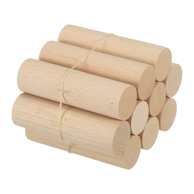 Unique Bargains 1-1/5 x 4 Inch Dowel Rods Wood Sticks Unfinished Wooden Dowel Rods Round Dowels Sticks 10 Pcs