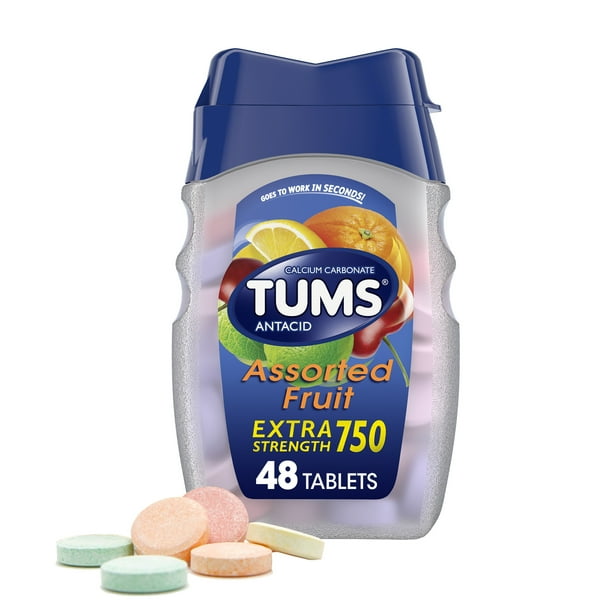 Tums Extra Strength Heartburn Relief Chewable Antacid Tablets, Fruit