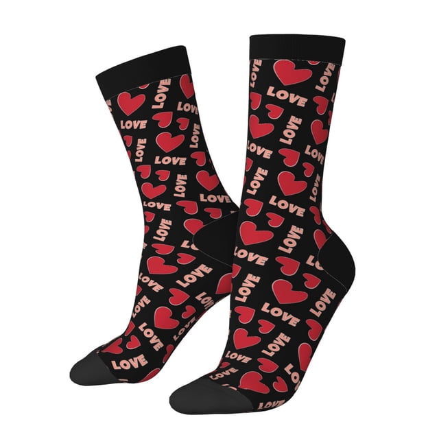 Fotbe Heart Calcetas Largas con Estampado para Hombre y Mujer – Calcetas de Compresión Transpirables y Elásticas, Viajar y Uso Diario Talla 5-11
