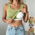 thumbnail image 2 of Women's Workout Sleeveless Cami Vest Square Neck Built in Padded Bra Tank Top Slim Fit Back Twist Cutout Gym Shirts Soft Layering Tops Green, 2 of 7