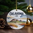 thumbnail image 4 of Ceramic Ornament - Oklahoma, USA Travel Souvenir - Personalized Christmas Decoration, Custom Holiday Christmas Ornament Gift for Couples, Family, Friends, Vacation Keepsake 197or36, 4 of 5