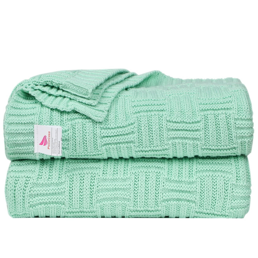 Soft 100 Cotton Knitted Throw Blanket for Couch Home Office Hotel