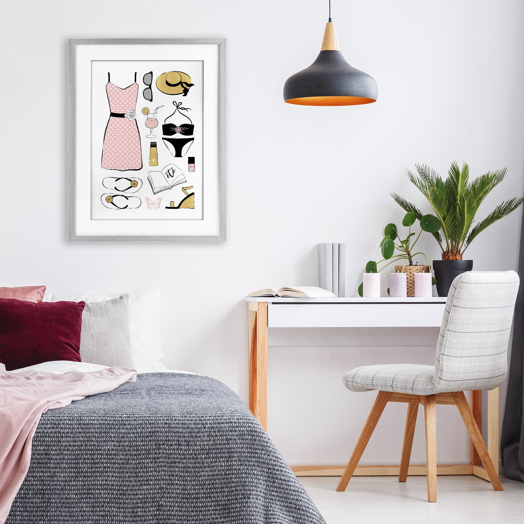Stupell Industries Summer Vibes Necessities Gray Framed Print Under Glass, design by Martina Pavlova