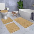 thumbnail image 7 of 4-Piece Foam Bath Mat Set | Ultra Soft & Absorbent Velvet Fleece | Non-Slip Rubber Backing | Machine Washable | Modern Khaki | 16x24in, 16x20in, 15x17in Bathroom Rugs, 7 of 7