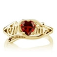 thumbnail image 2 of Gem Stone King 0.56 Ct Heart Shape Red Garnet 18K Yellow Gold Plated Sterling Silver Mom Ring, 2 of 2