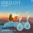 thumbnail image 2 of Cuoka Turquoise Hoop Earrings 925 Sterling Silver Dangle Drop Earrings with Halo Zirconia for Women Mom Wife 18K White Gold Plated Turquoise Jewelry Birthday Valentine's Day Gift, 2 of 8