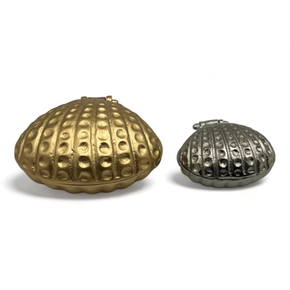 Gold Decorative Aluminum Metal Shell Set Home Decor Sculpture 7 in x 6 in x 3.5 in, by 90210 Kitchen and Bath