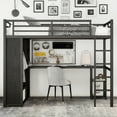 thumbnail image 6 of Bellemave Twin XL Loft Bed with Desk and Wardrobe, Metal Game Loft Beds Frame with Storage Shelves, Space Saving High Loft Bed with Hanging Rod for Adults Teens Kids (Black,Twin XL), 6 of 8