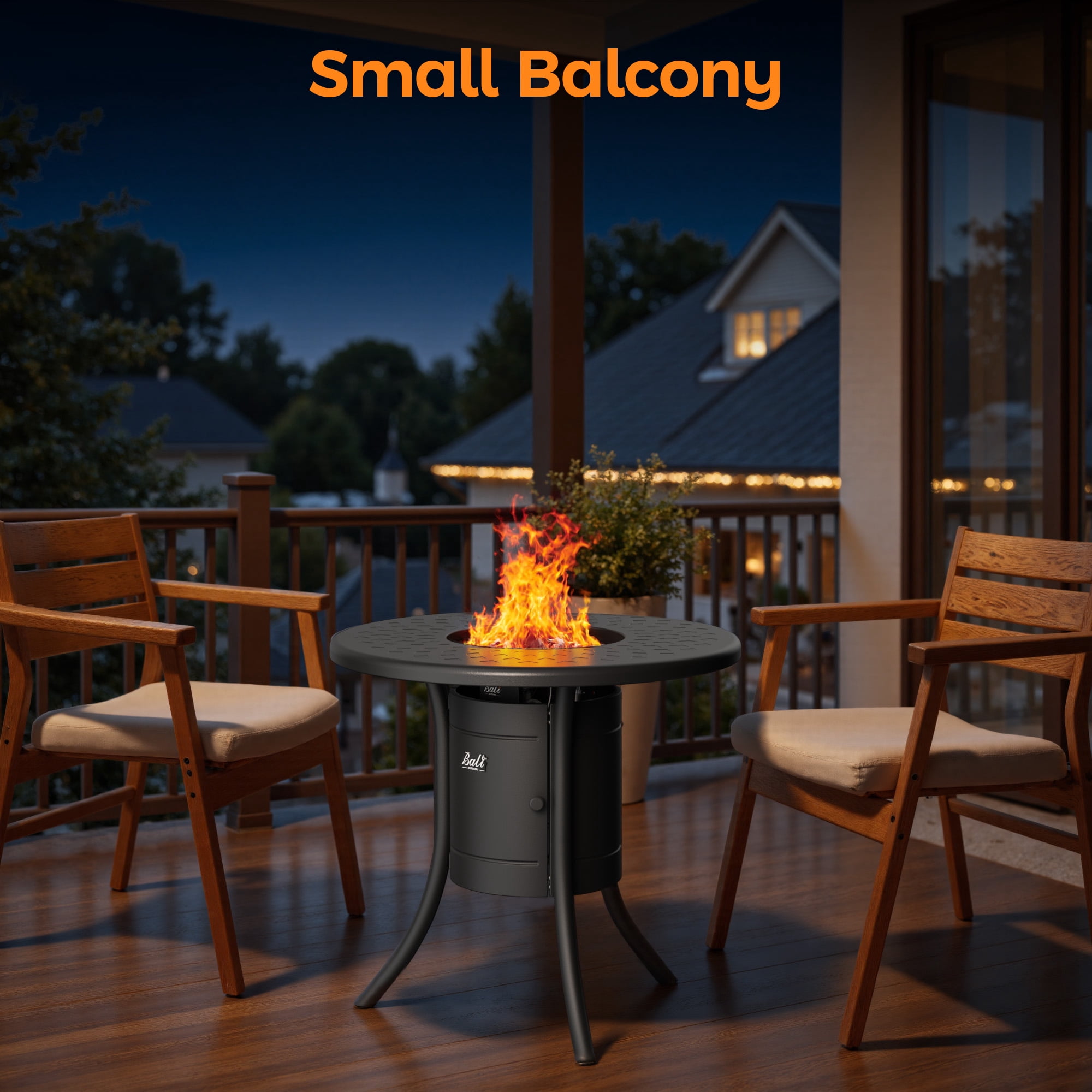BALI OUTDOORS Dual 1-Pound Propane Fire Pit Table for Outside Patio, 26Inch Black