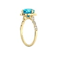 thumbnail image 3 of 14K Yellow Gold 1.25 ctw Blue Topaz Ring with Diamonds Flower Leaves Halo, 3 of 7