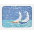 thumbnail image 1 of Nautical Bath Mat, Grunge Style Illustration of Two Racing Sailboats in A Windy Ocean Water Print, Non-Slip Plush Mat Bathroom Kitchen Laundry Room Decor, 29.5 X 17.5 Inches, Pale Blue, Ambesonne, 1 of 2