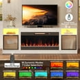 thumbnail image 4 of Bestier 70 inch Fireplace TV Stand with 36" Electric Fireplace, High Gloss Entertainment Center for TVs up to 80 inch with LED Lights & Storage Cabinets, White, 4 of 10