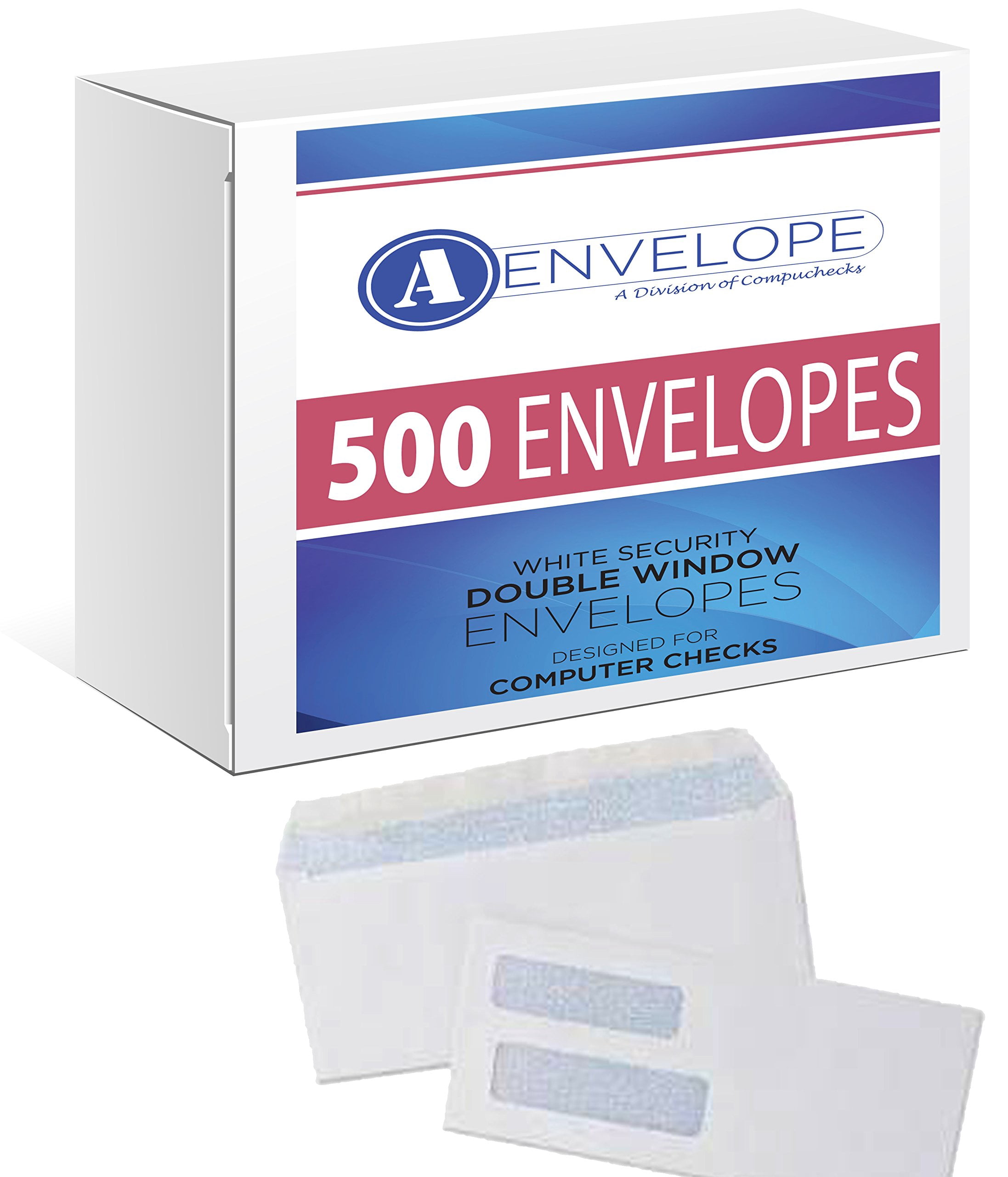 500 Double Window Security Gummed Check Envelopes Compatible For