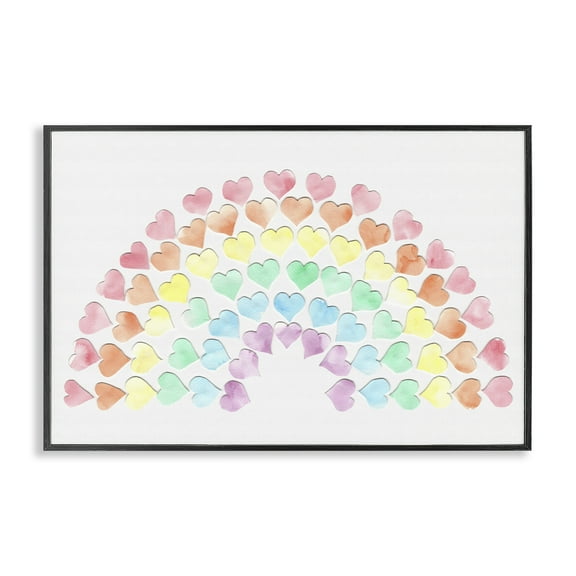 Stupell Industries Rainbow of Hearts Landscape Painting Black Framed Art Print Wall Art, 18 x 12