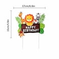 thumbnail image 3 of Jungle Animal Cake Topper,Cute Safari Cartoon Decorative Large Cake Pick with Green Leaves for Birthday Celebration and Party Supply, 3 of 7